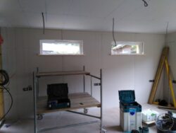 Plasterboard wall in admin